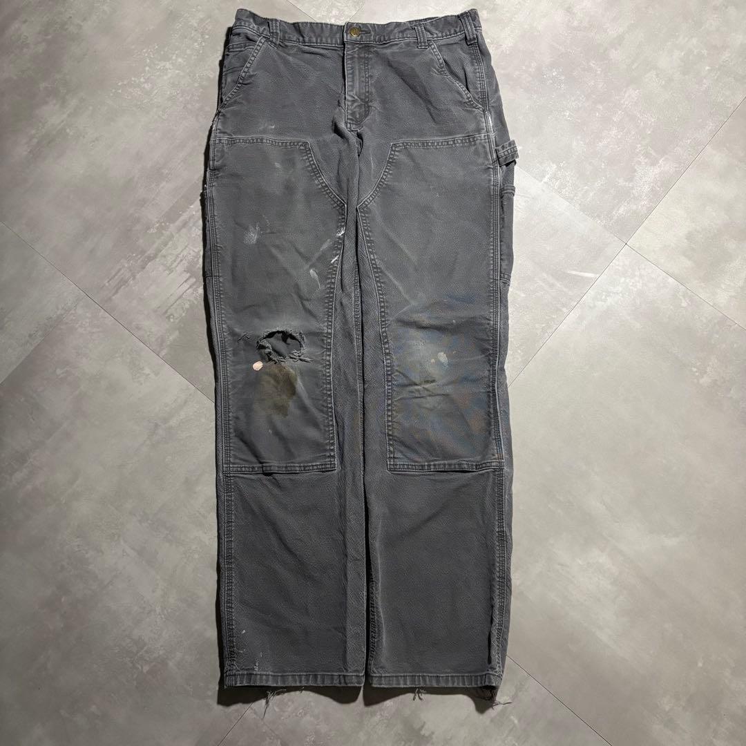 カーハート carhartt ペインターパンツ　ワークパンツ　ダブルニー　グレー