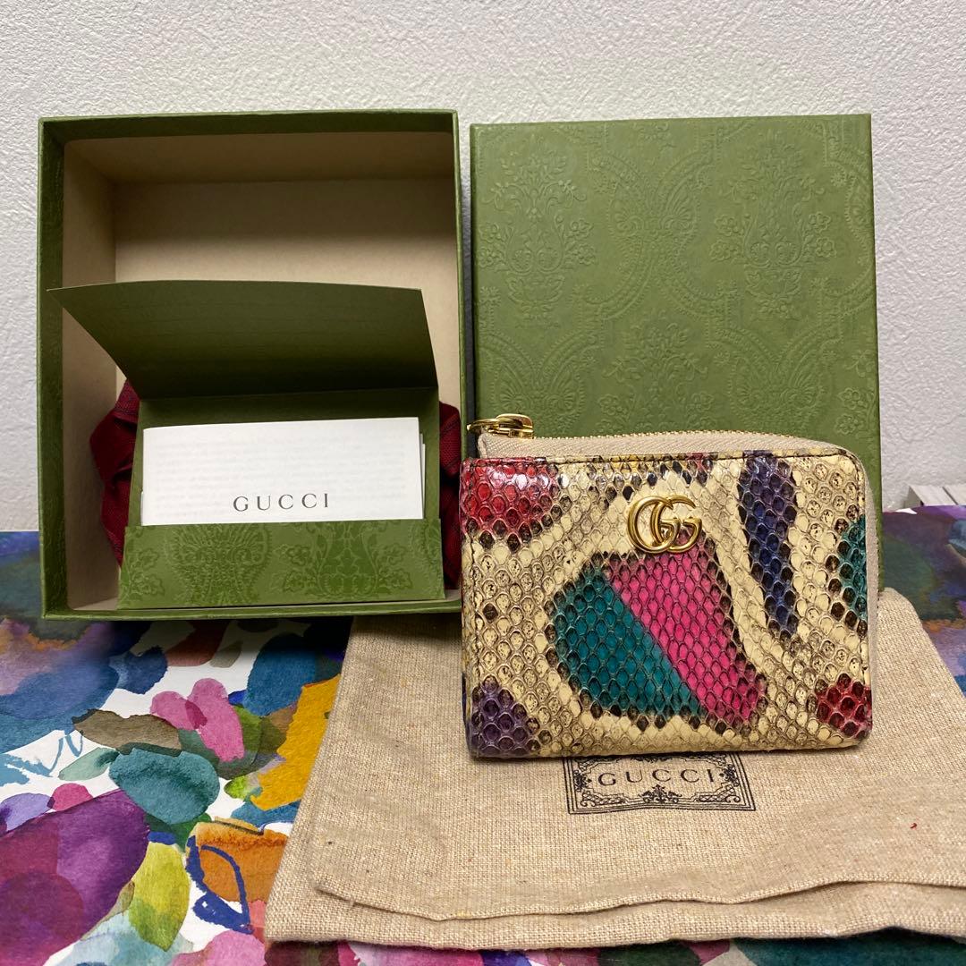 GUCCI パイソン　ミニ財布　L字ファスナー
