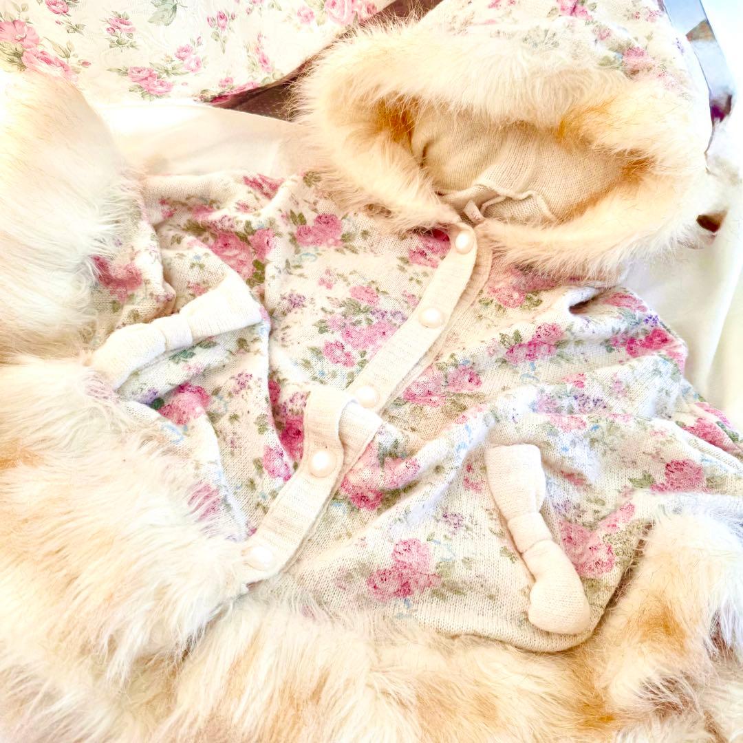 希少 LIZ LISA 花柄ファーポンチョ