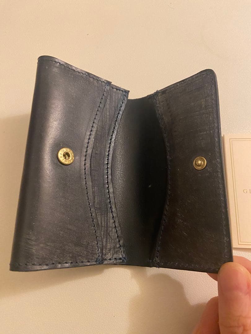 GLEN ネイビーレザー 名刺入れ 収納袋付き