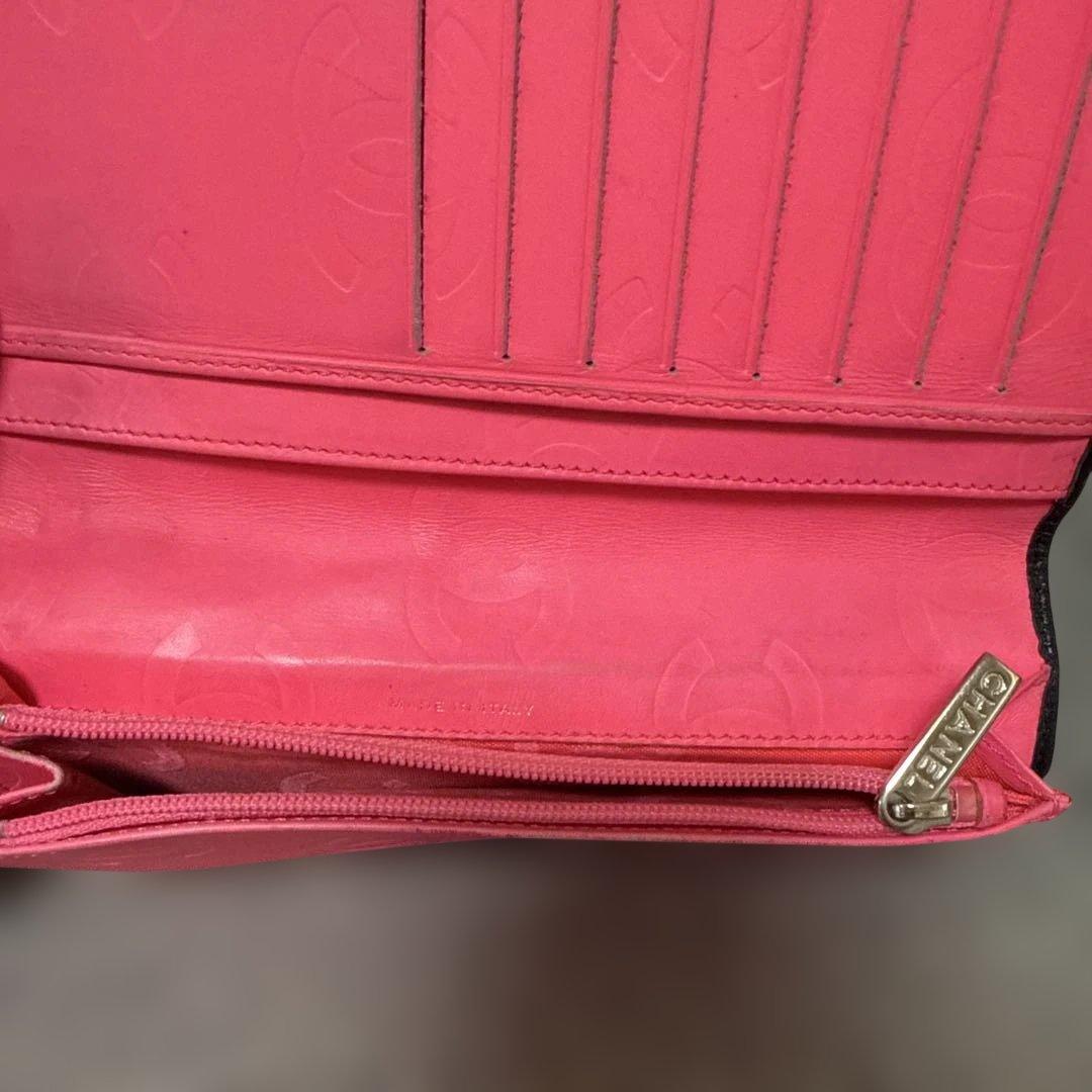 CHANEL カンボンライン　ブラック&ピンク　長財布