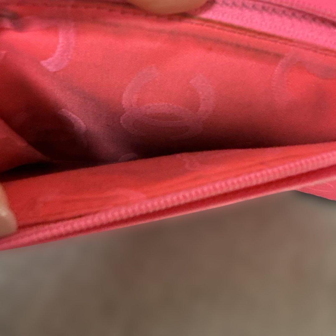 CHANEL カンボンライン　ブラック&ピンク　長財布