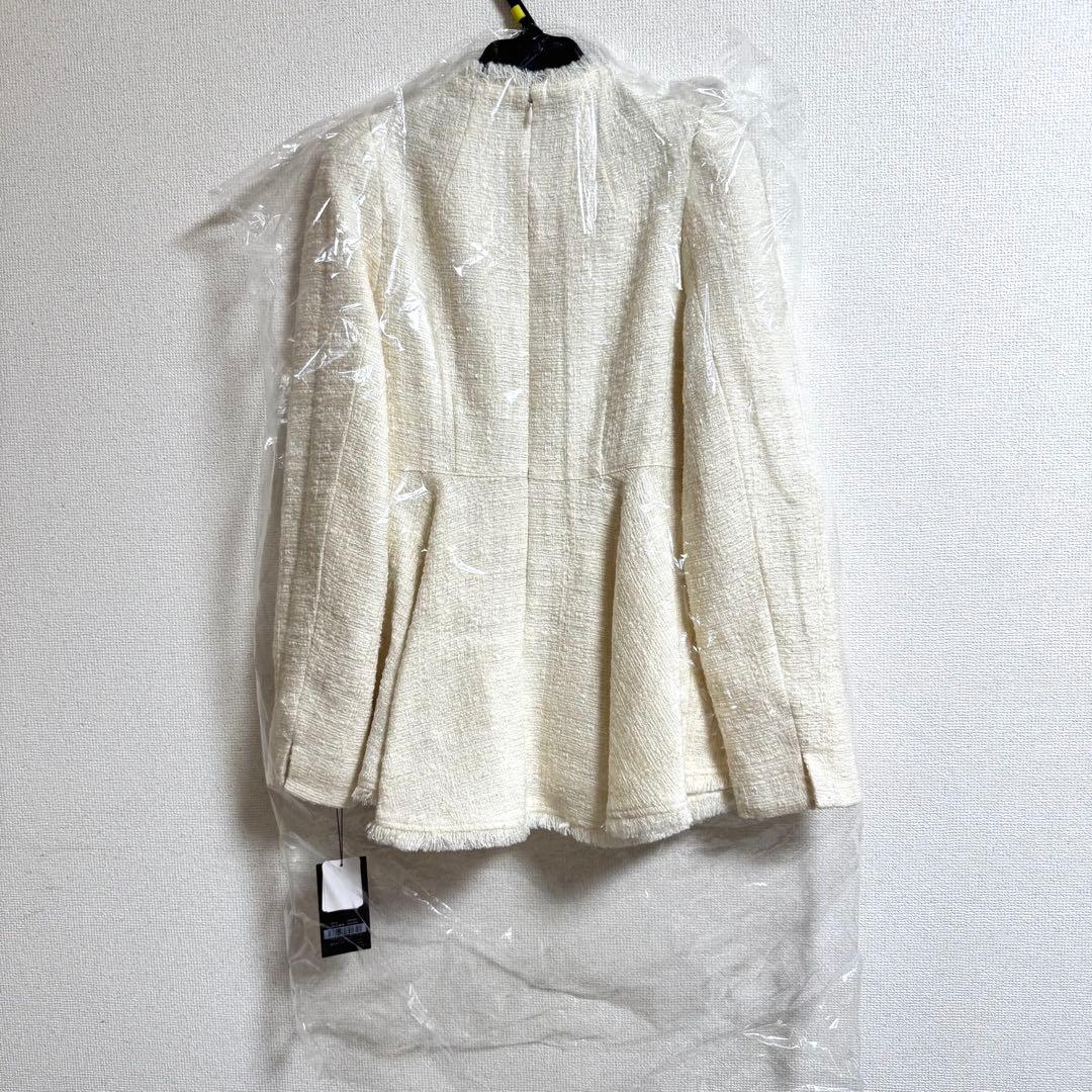タグ付新品 anuans ツイードペプラムブラウス 1 ホワイト