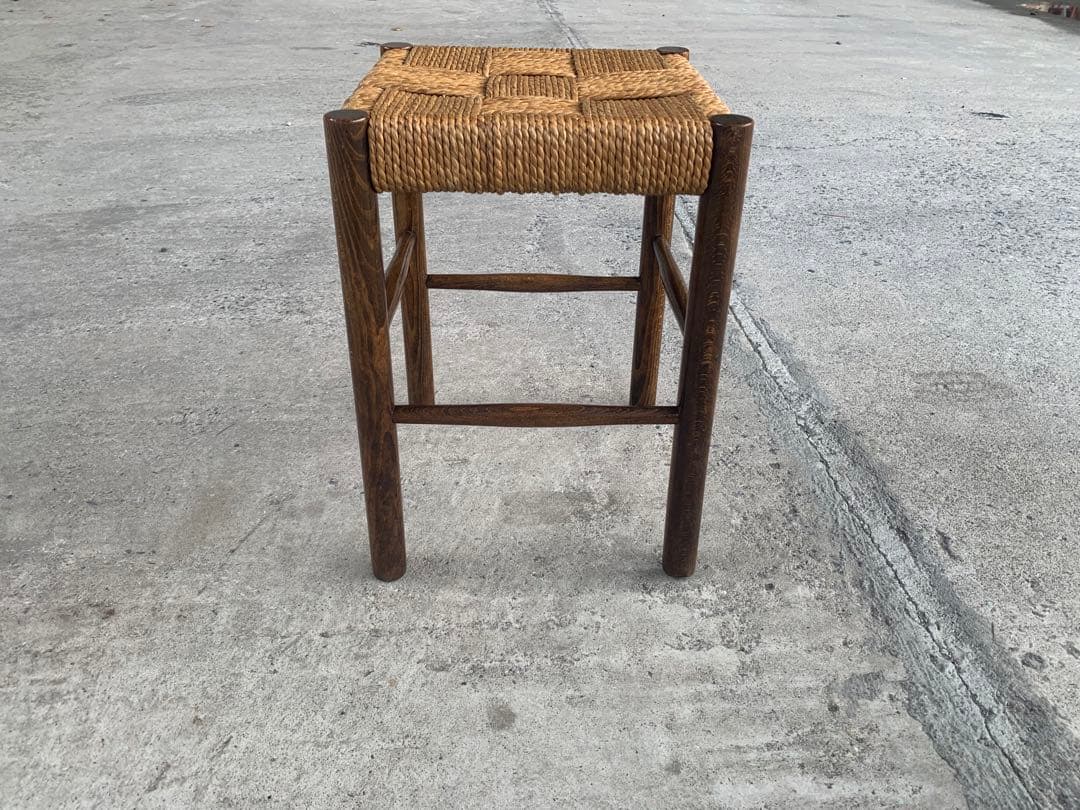 アンティーク ラッシュ スツール 縄編み チェア 民芸家具 椅子 No.1