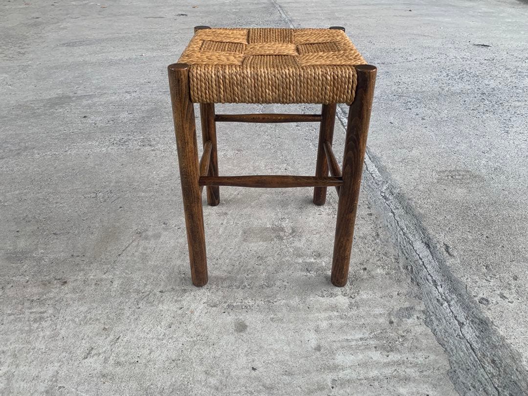 アンティーク ラッシュ スツール 縄編み チェア 民芸家具 椅子 No.1