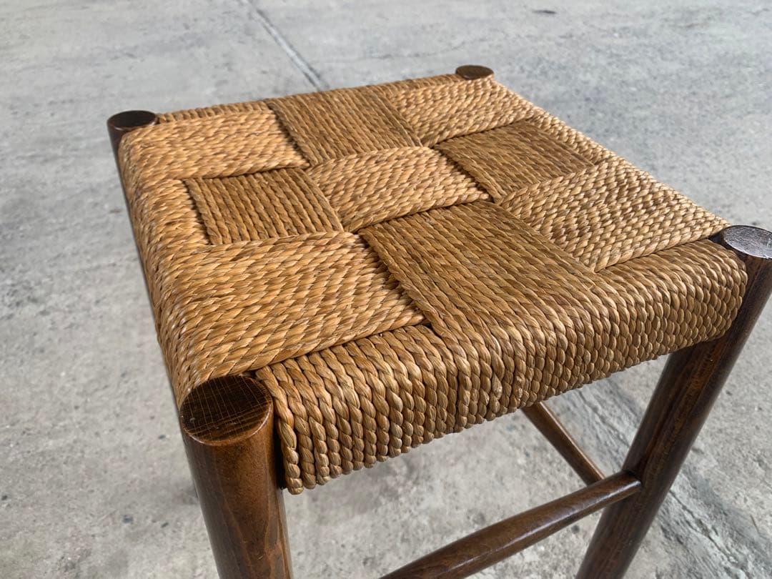 アンティーク ラッシュ スツール 縄編み チェア 民芸家具 椅子 No.1