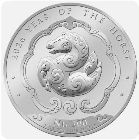 2026年ブータン　午年　馬　カラー　プルーフ銀貨