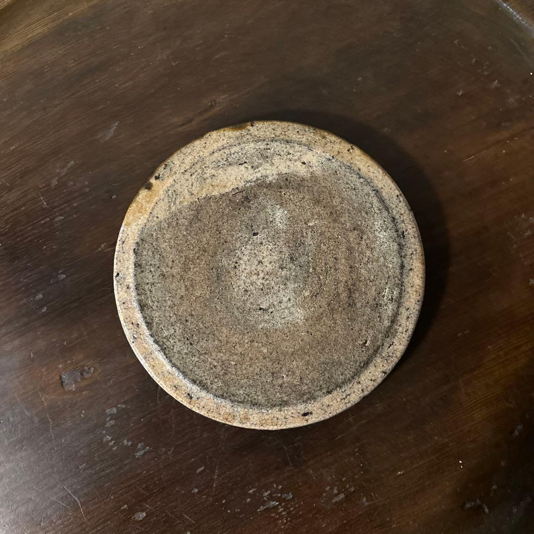 古瀬戸　織部釉行灯皿 行燈皿　石皿　古民芸　美濃　古美術　唐津　検:李朝白洲正子