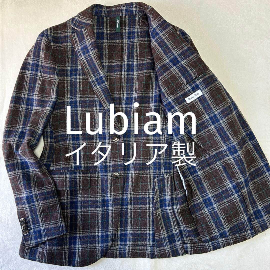 美品エルビーエム ルビアム ツイード ウール チェック テーラードジャケット48
