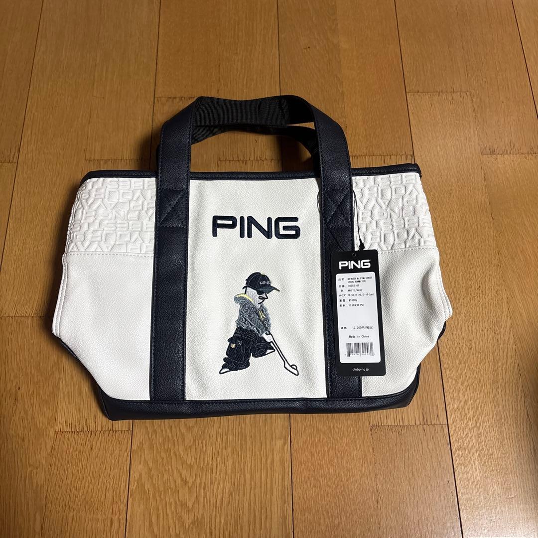 PING カジュアルラウンドトート ホワイト/ネイビー