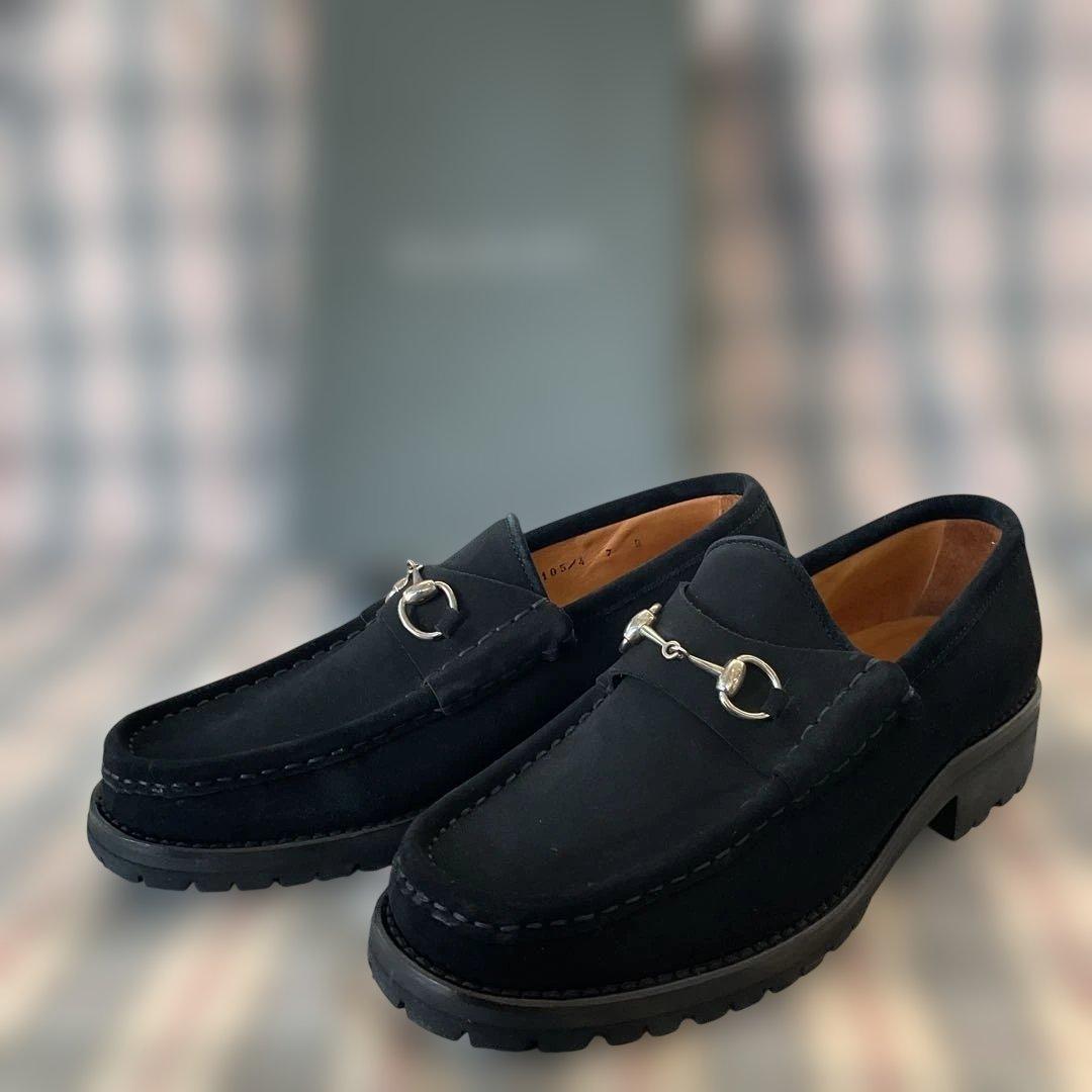 グッチ　ブラックスエードビットローファー