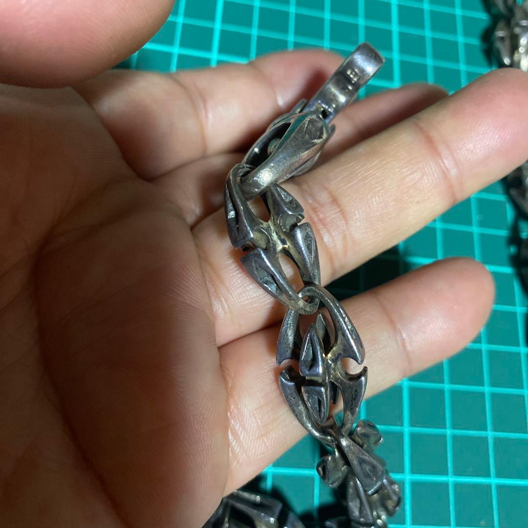 925 ウォレットチェーン　フックターコイズスタンプ柄