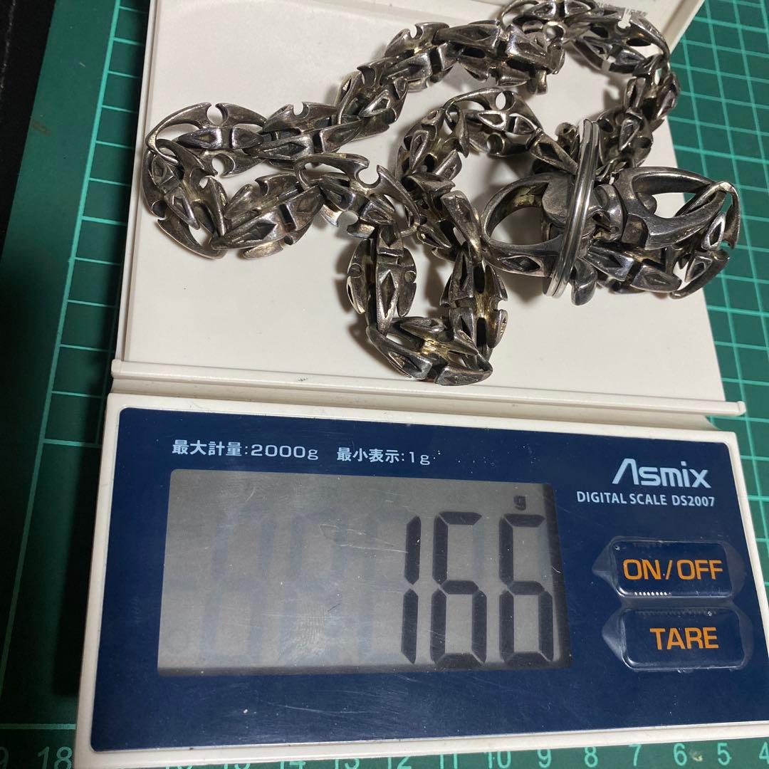 925 ウォレットチェーン　フックターコイズスタンプ柄