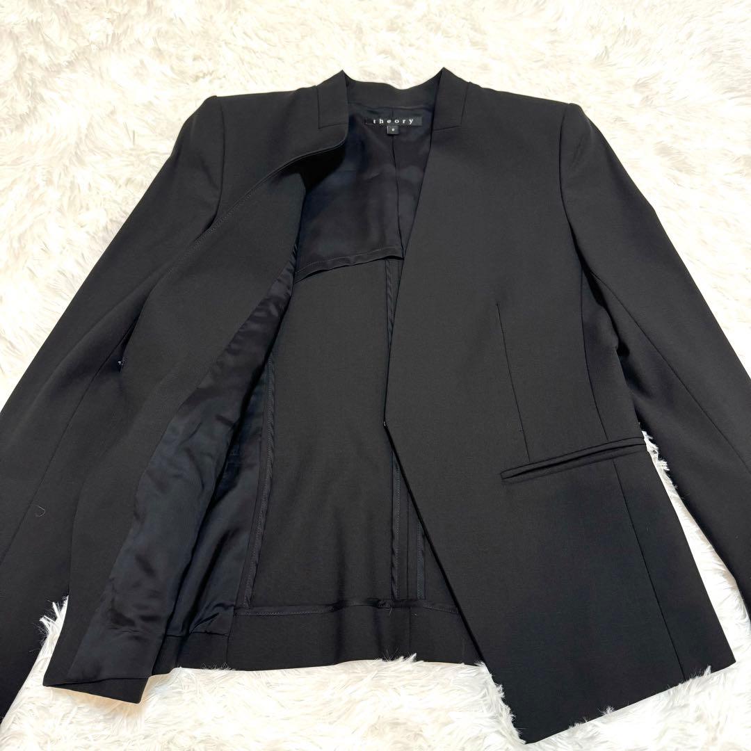 theory スーツ 上下セット ノーカラージャケット スカート ブラック 通勤