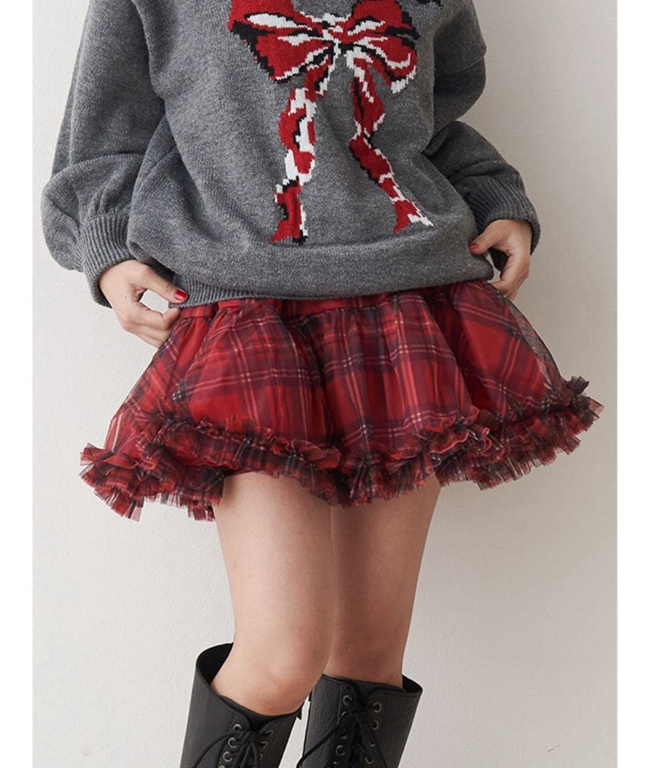 【新品】jouetie ジュエティ ボリュームチュチュスカート 赤　チェック