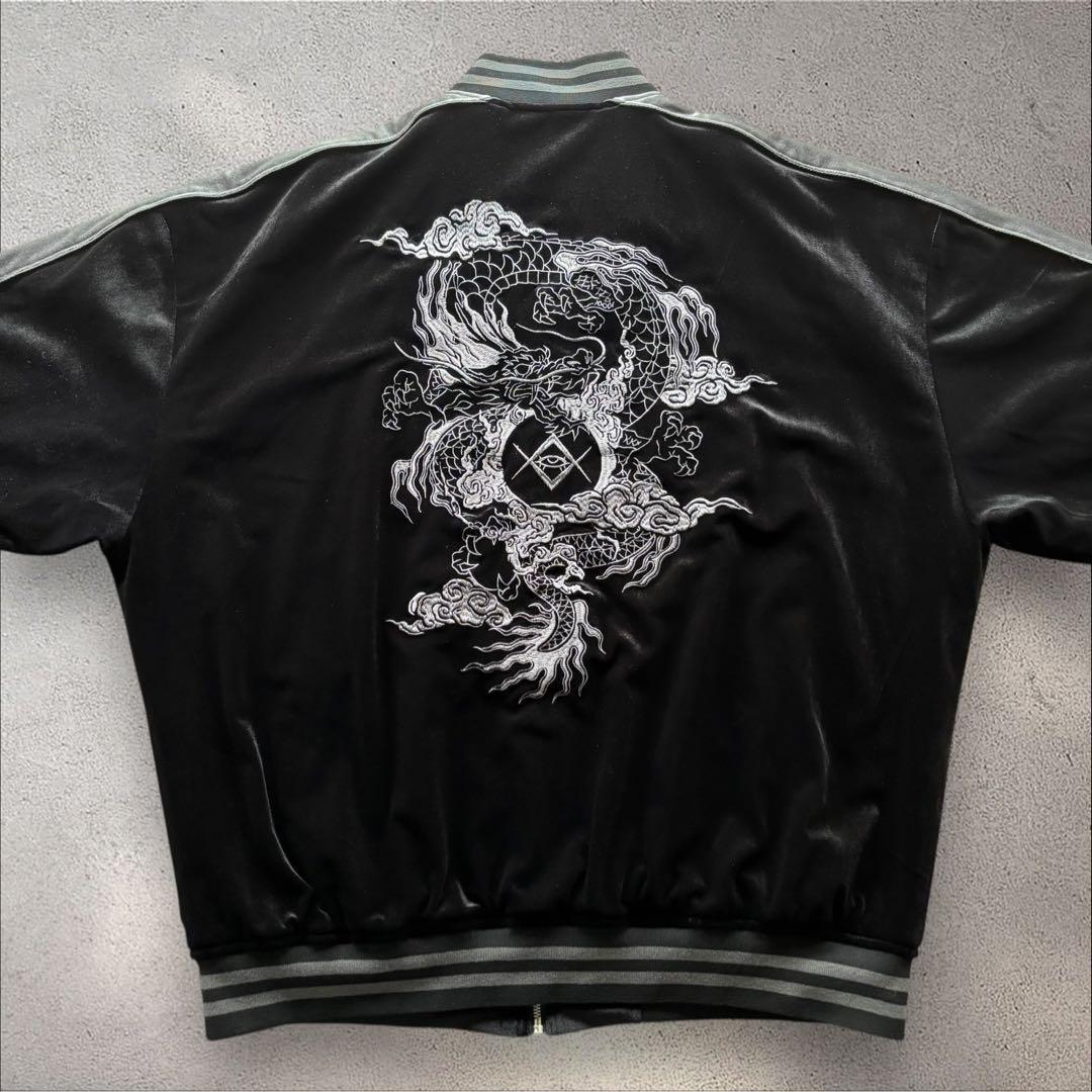 【廃盤レア】REFLEMレフレム　ドラゴン刺繍ベロアスカジャンBlack