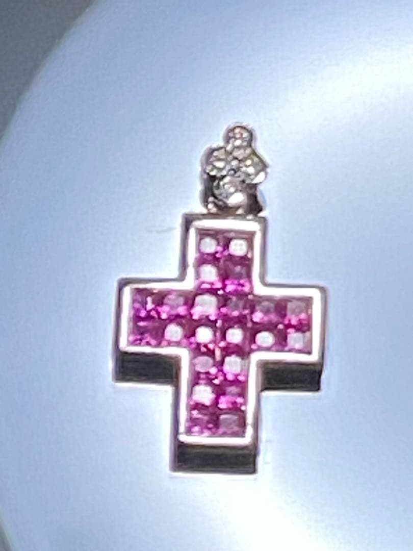 ルビー十字架型ペンダントヘッドk18 wg