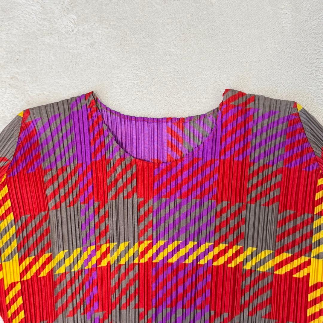 極美品✨PLEATS PLEASE プリーツ　チェック柄　長袖　トップス