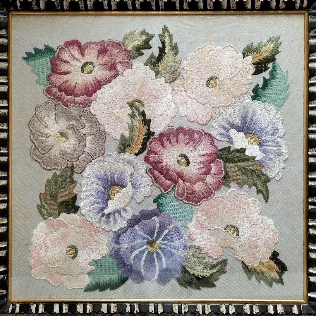 戸塚刺繍　花柄刺繍アート フレーム付き