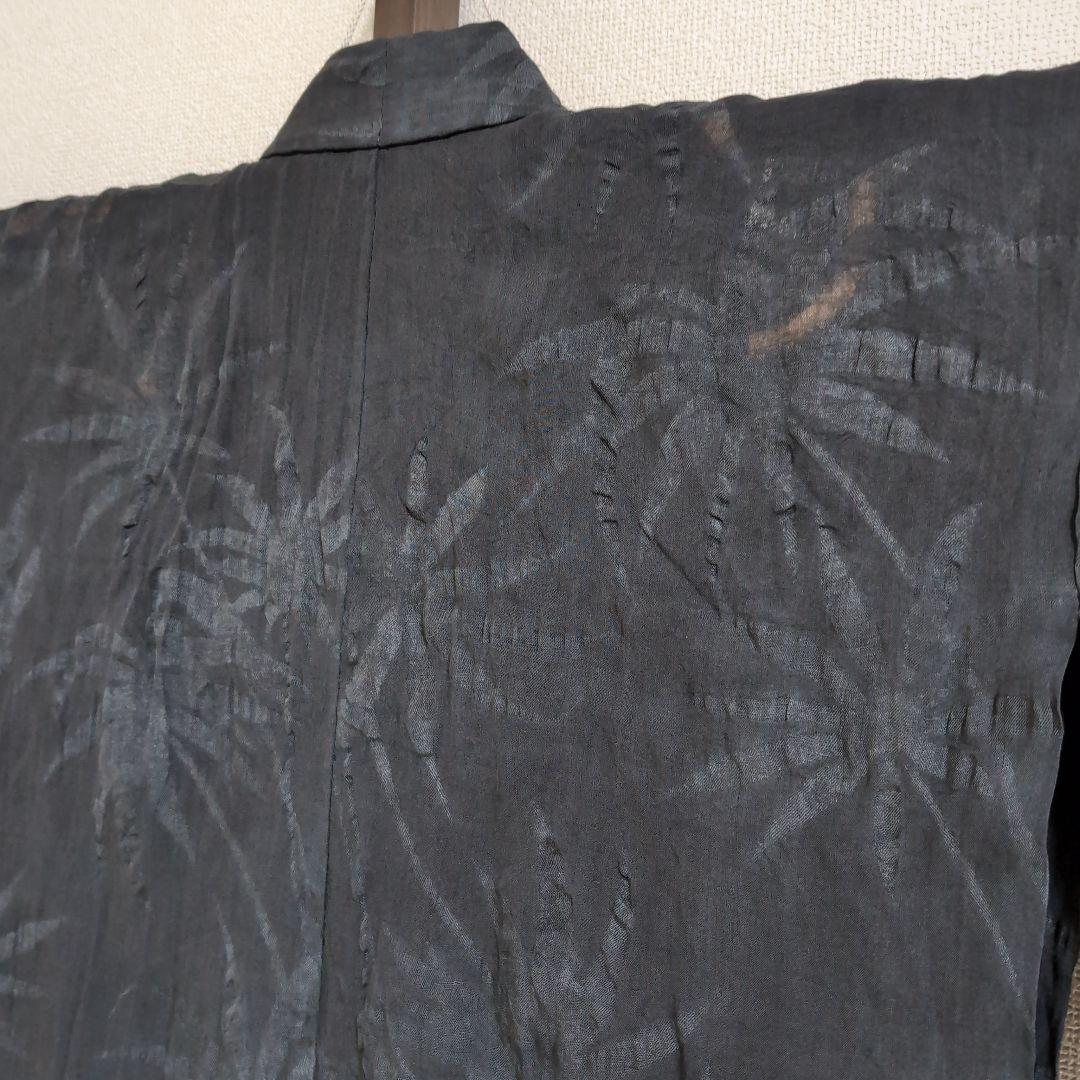 【三花】本麻　洗える長襦袢　黒　カラー襦袢　リサイクル　h1