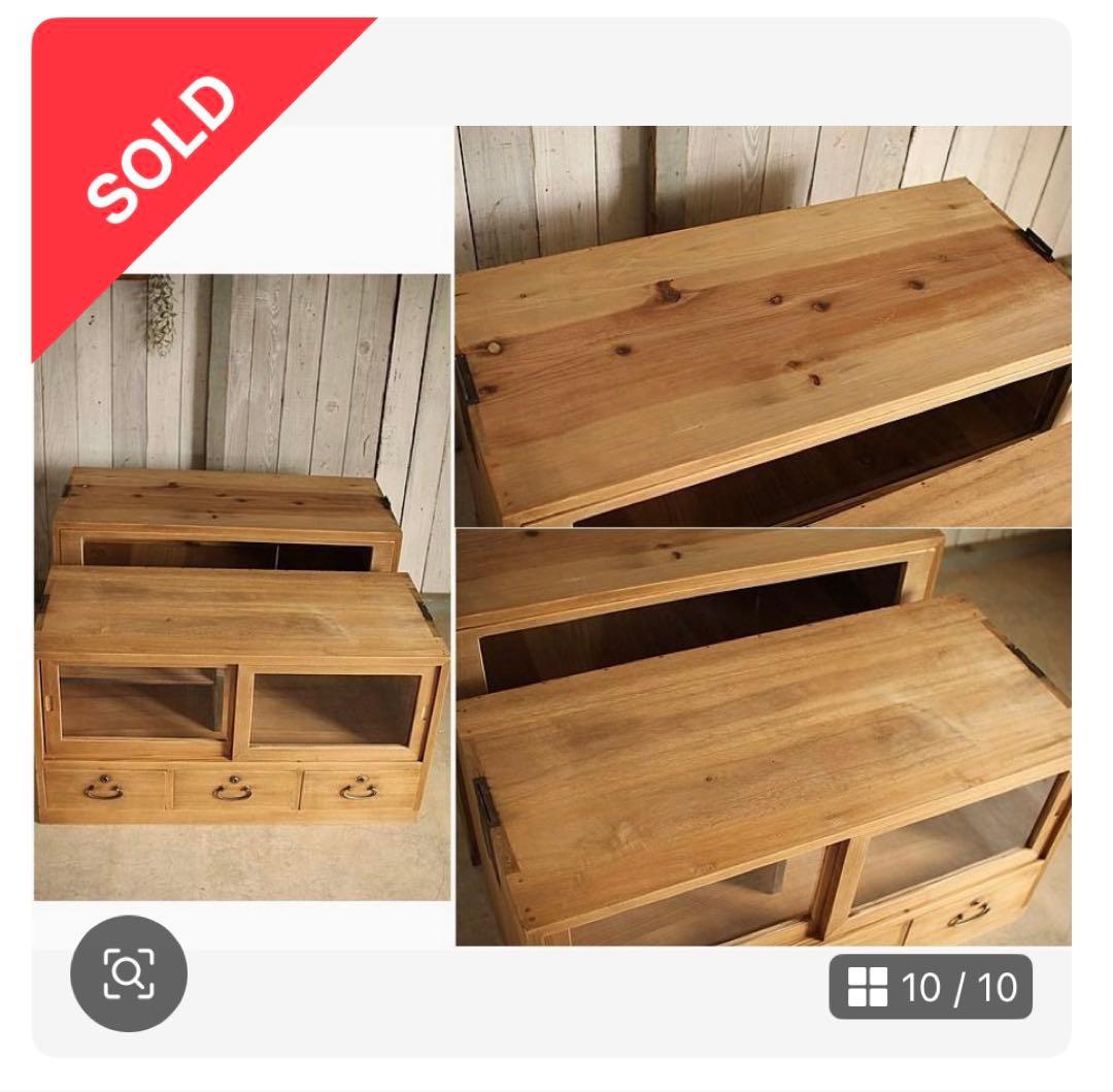 前面ガラス引き出し2段×ガラス戸棚×木製小引き出し3杯　食器棚　シャツケース