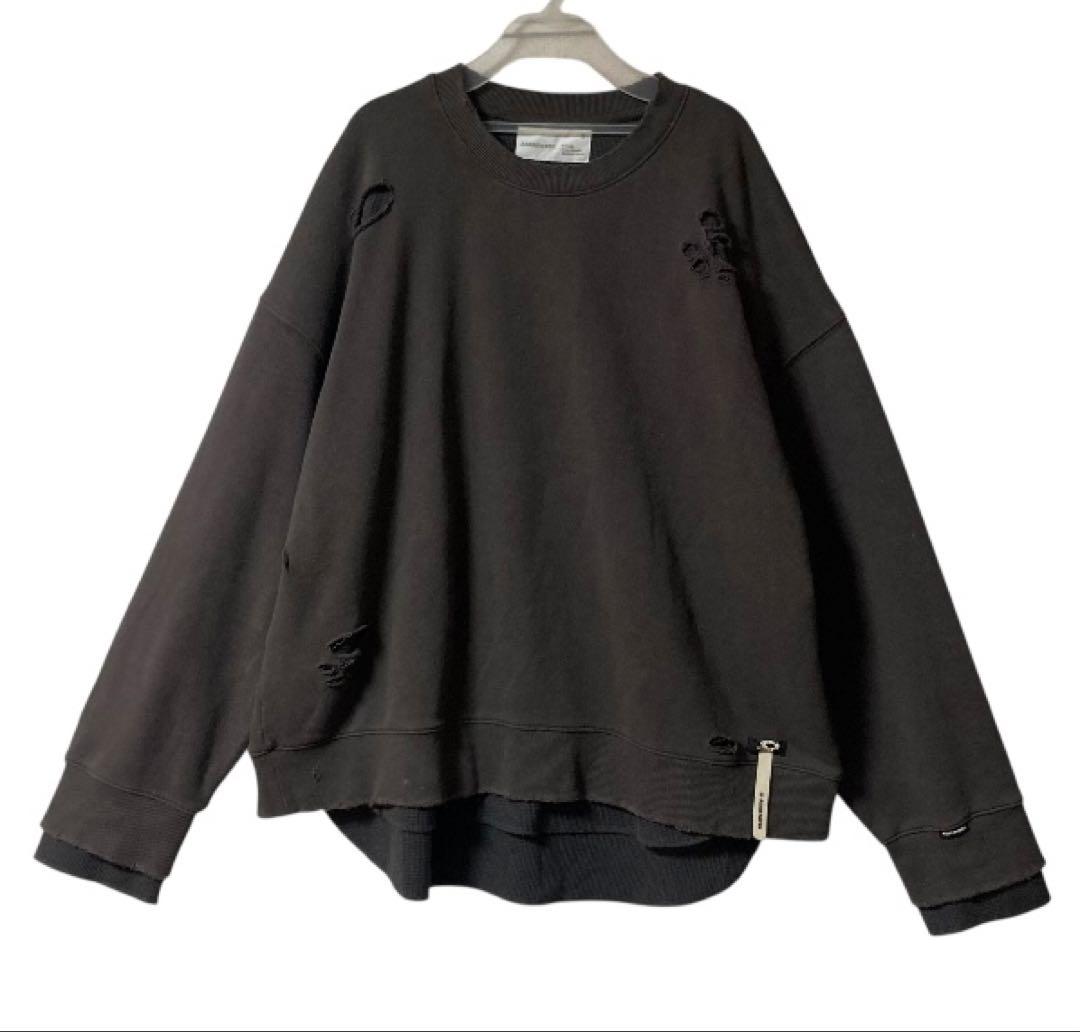 美品‼︎ ADAM PATEK ダメージ加工 スウェット トレーナー ワッフル重着