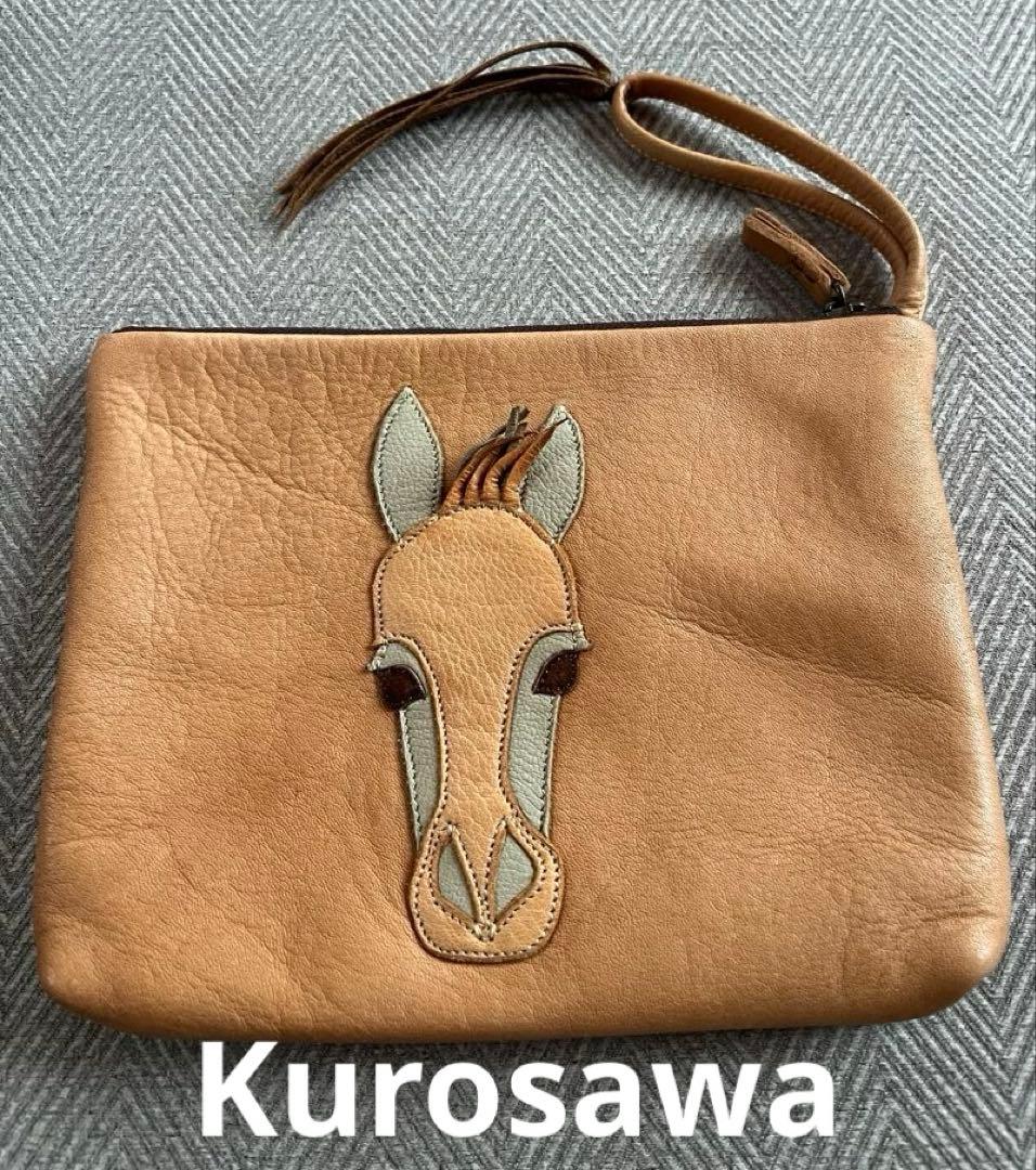 Kurosawa 馬の刺繍 本革クラッチバッグ