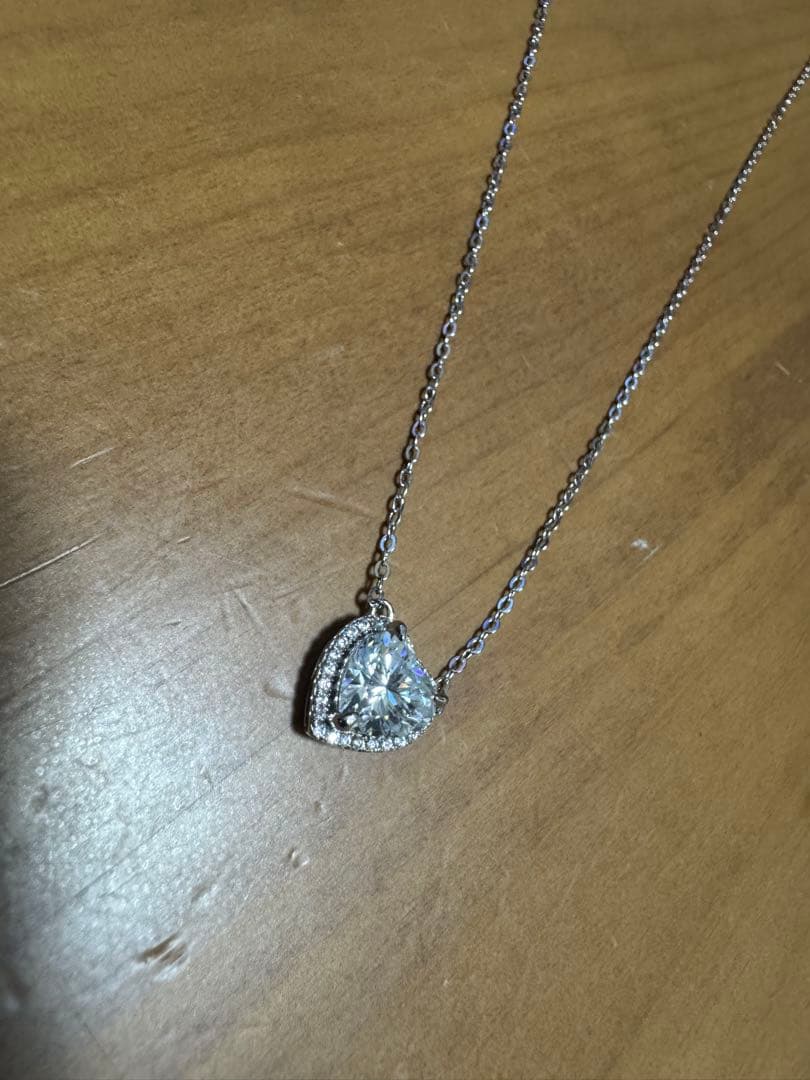 十割そばモアサナイト ホワイト シルバー925 ハート型ネックレス