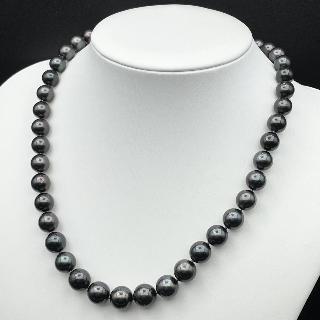 TASAKI 現行 黒蝶真珠 約8mm-11mm ネックレス Silver