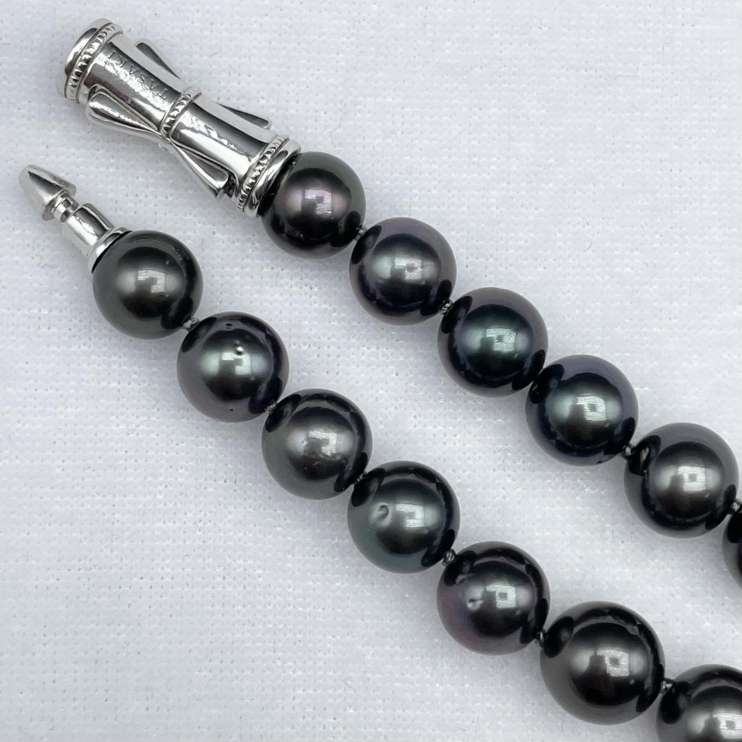 TASAKI 現行 黒蝶真珠 約8mm-11mm ネックレス Silver