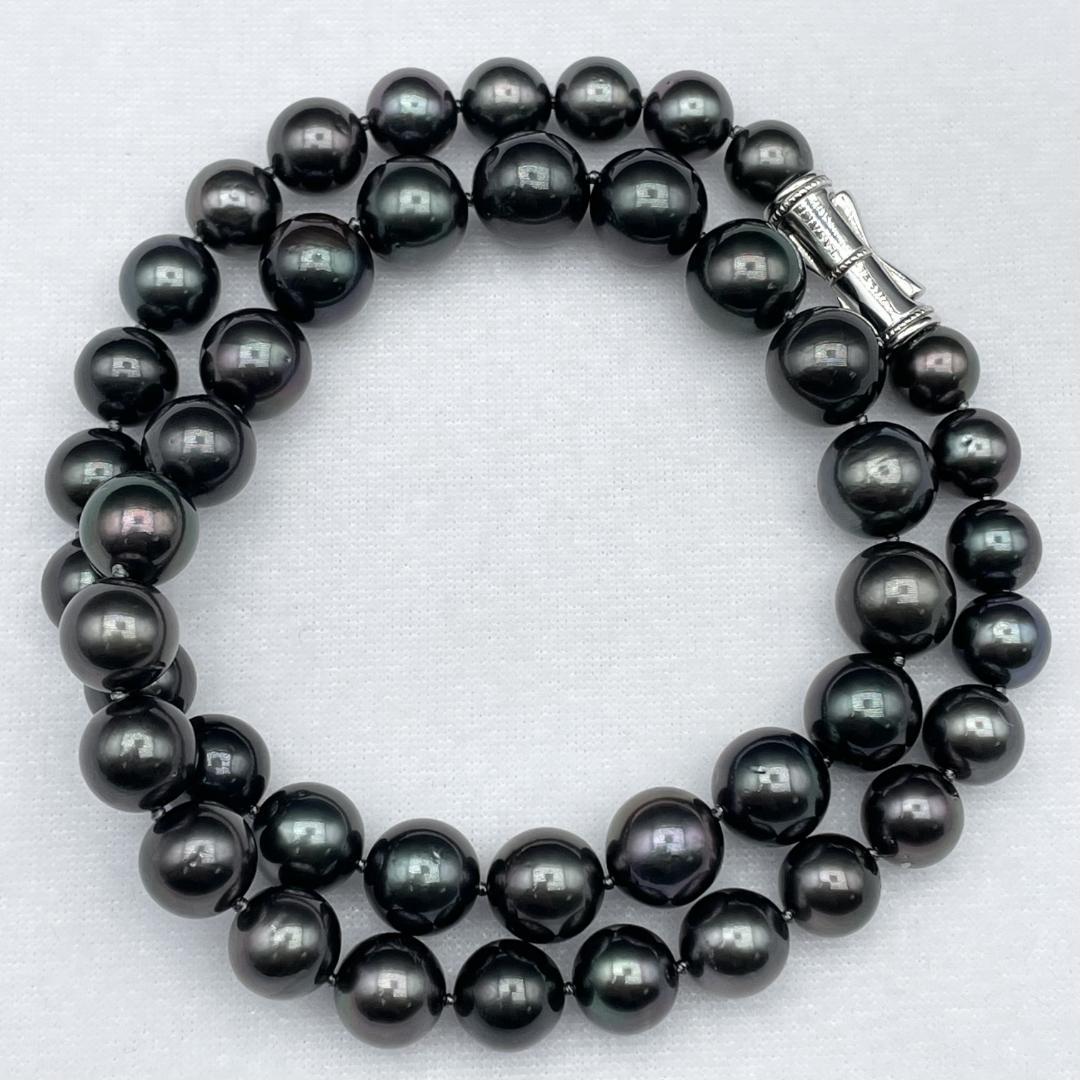 TASAKI 現行 黒蝶真珠 約8mm-11mm ネックレス Silver