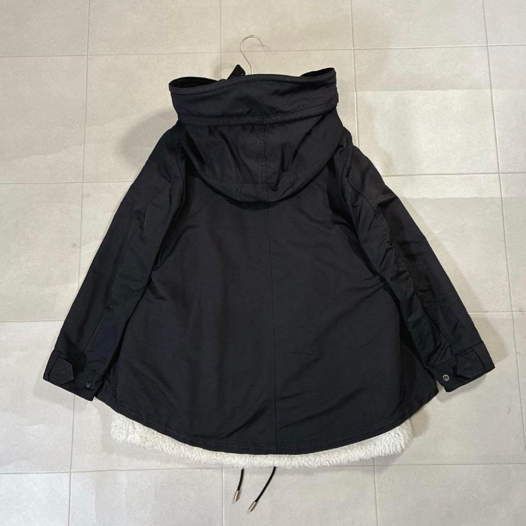 美品 近年 THE RERACS ショートモッズコート ボアライナー付 36 黒