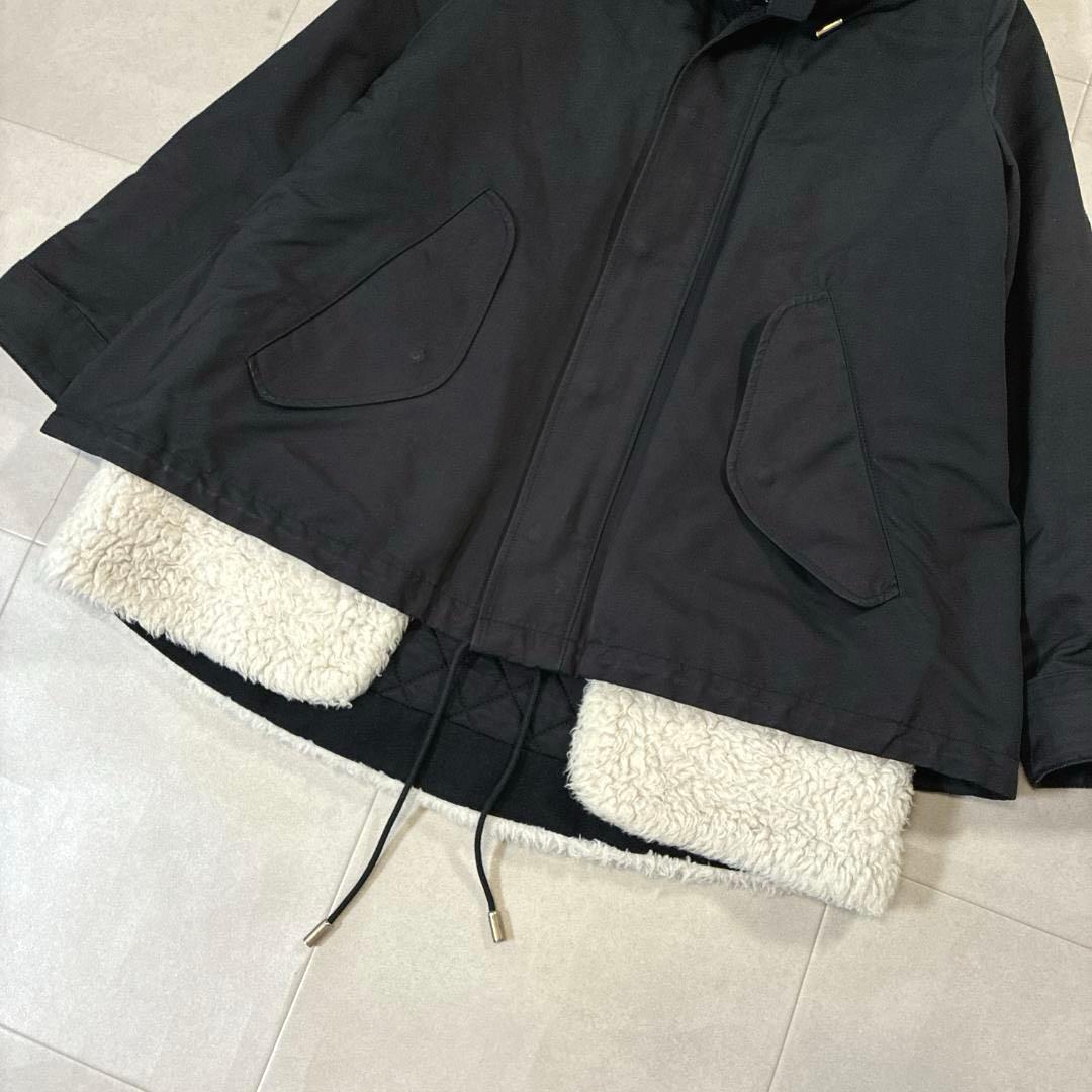 美品 近年 THE RERACS ショートモッズコート ボアライナー付 36 黒