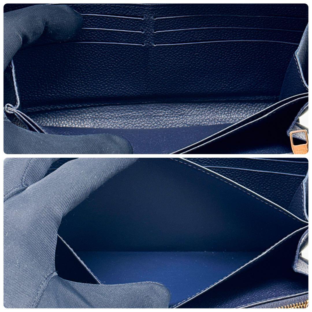 ルイヴィトン モノグラム アンプラント ジッピーウォレット 長財布 ネイビー 紺