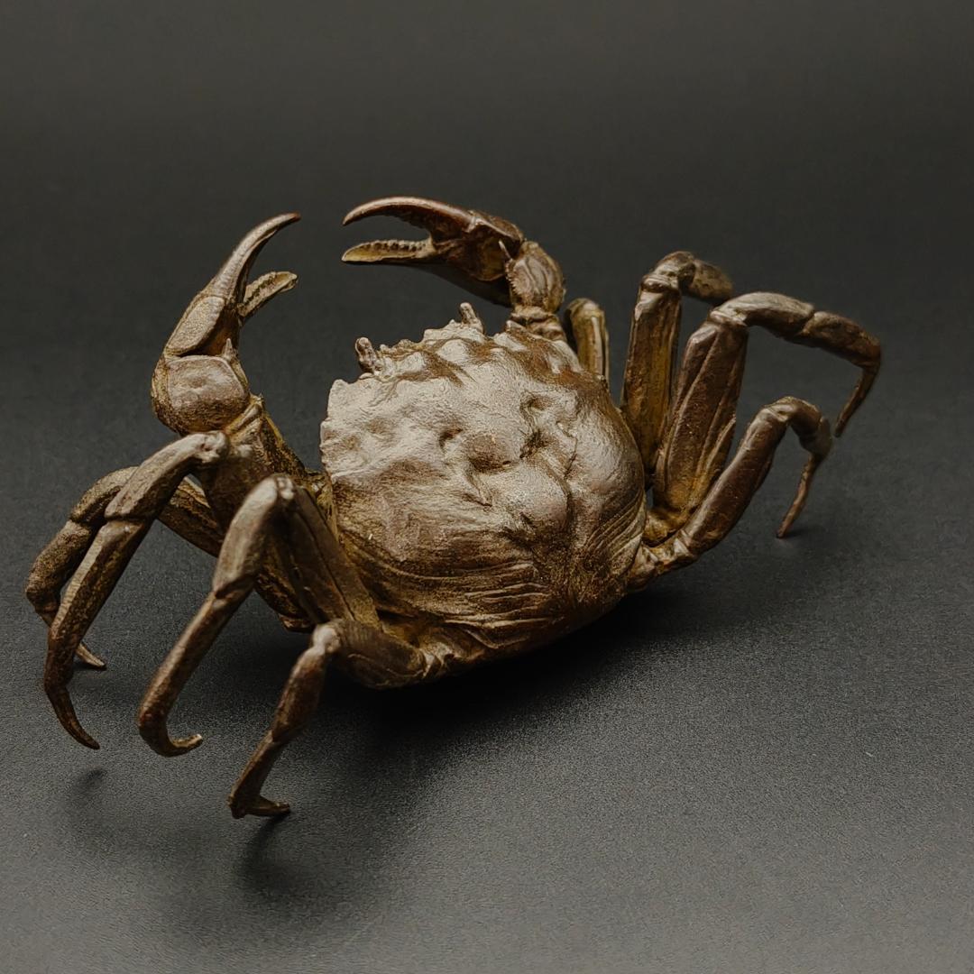 A*h様 銅製置物　蟹　カニ　茶道具　雨宮宗作　刻印あり　金工品　美術品　インテ