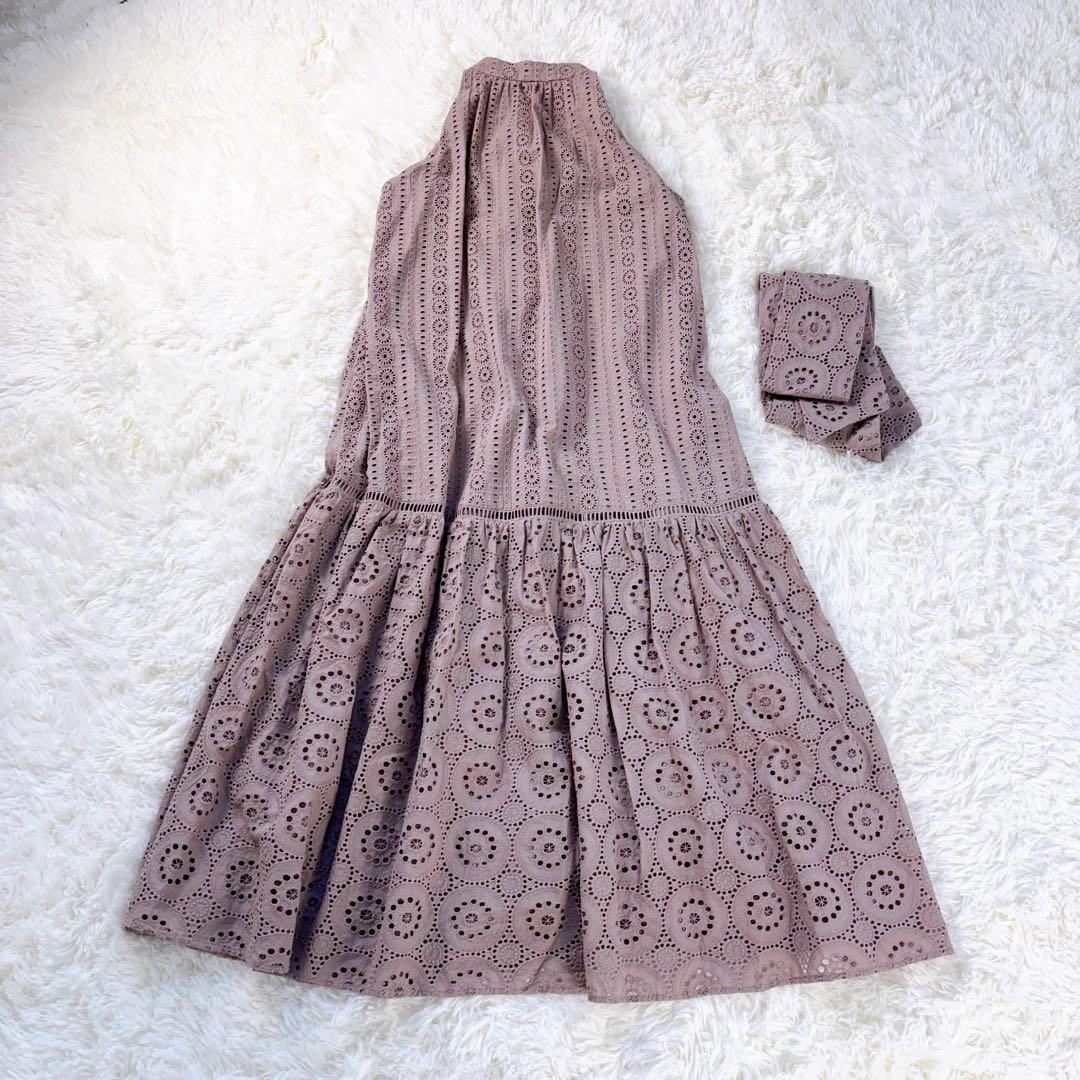 極美品◆herlipto Lace-trimmed Belted Dress　M