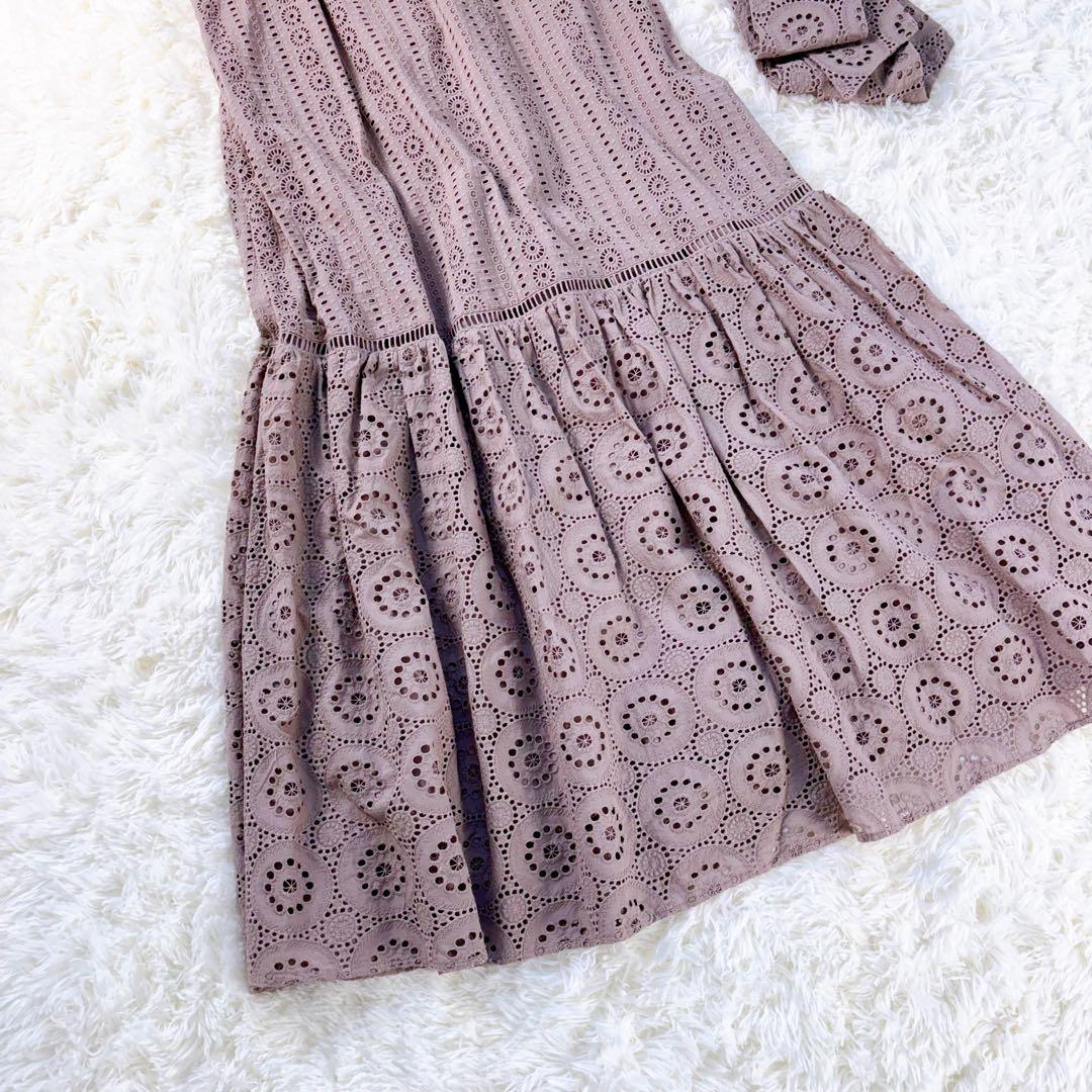 極美品◆herlipto Lace-trimmed Belted Dress　M