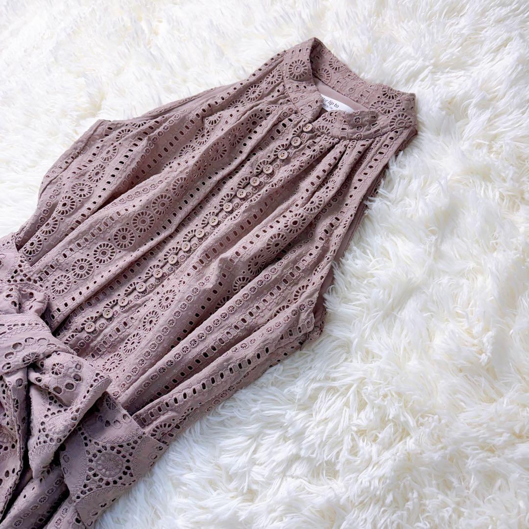 極美品◆herlipto Lace-trimmed Belted Dress　M