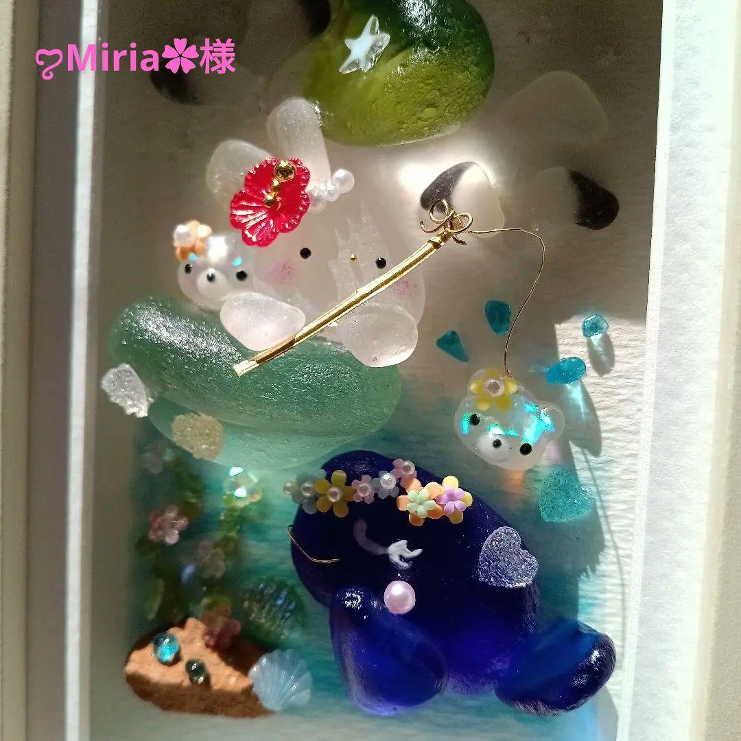 シーグラスアート　♡きみとともだち♡　うさぎちゃん＆くじらさんver.