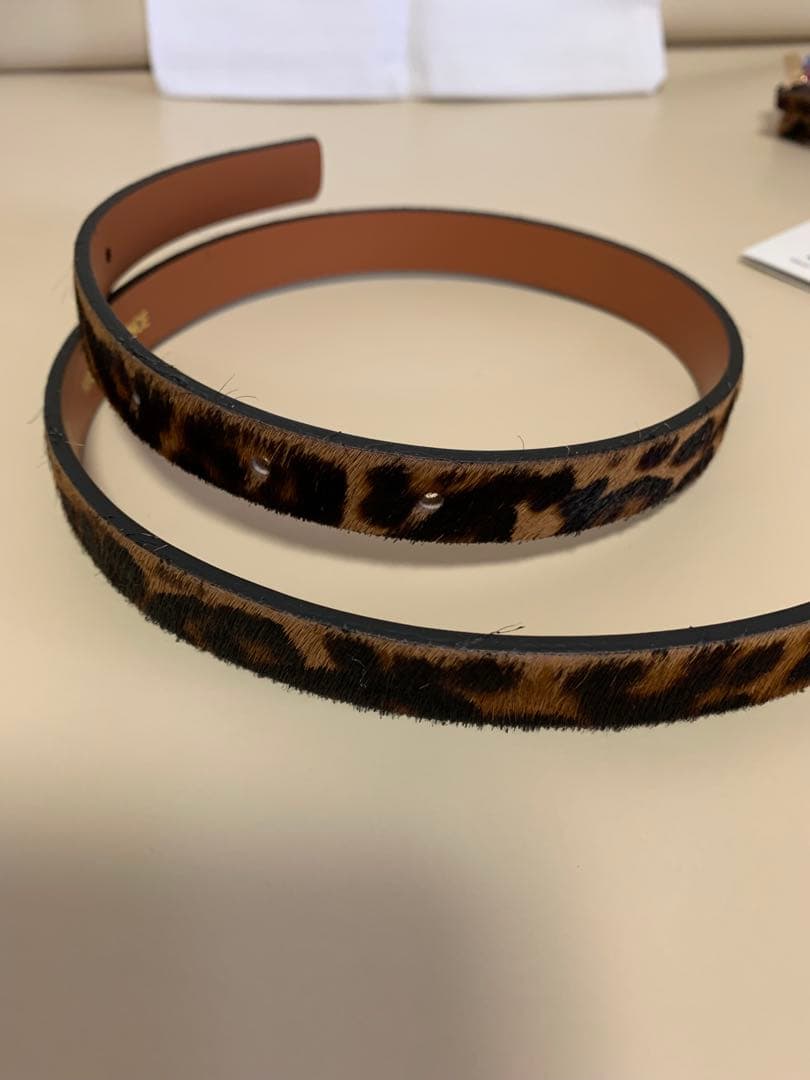 ❣️未使用タグ付き　Maison Boinet ハラコ　レオパード柄ベルト