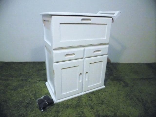 アウトレット【限定品/新品/送料無料】★天然木キッチンワゴンカウンター★ホワイト