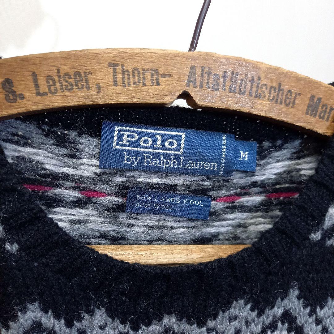 黒！ 90s ポロ ラルフローレン ラムズウール フェアアイルセーター ニット