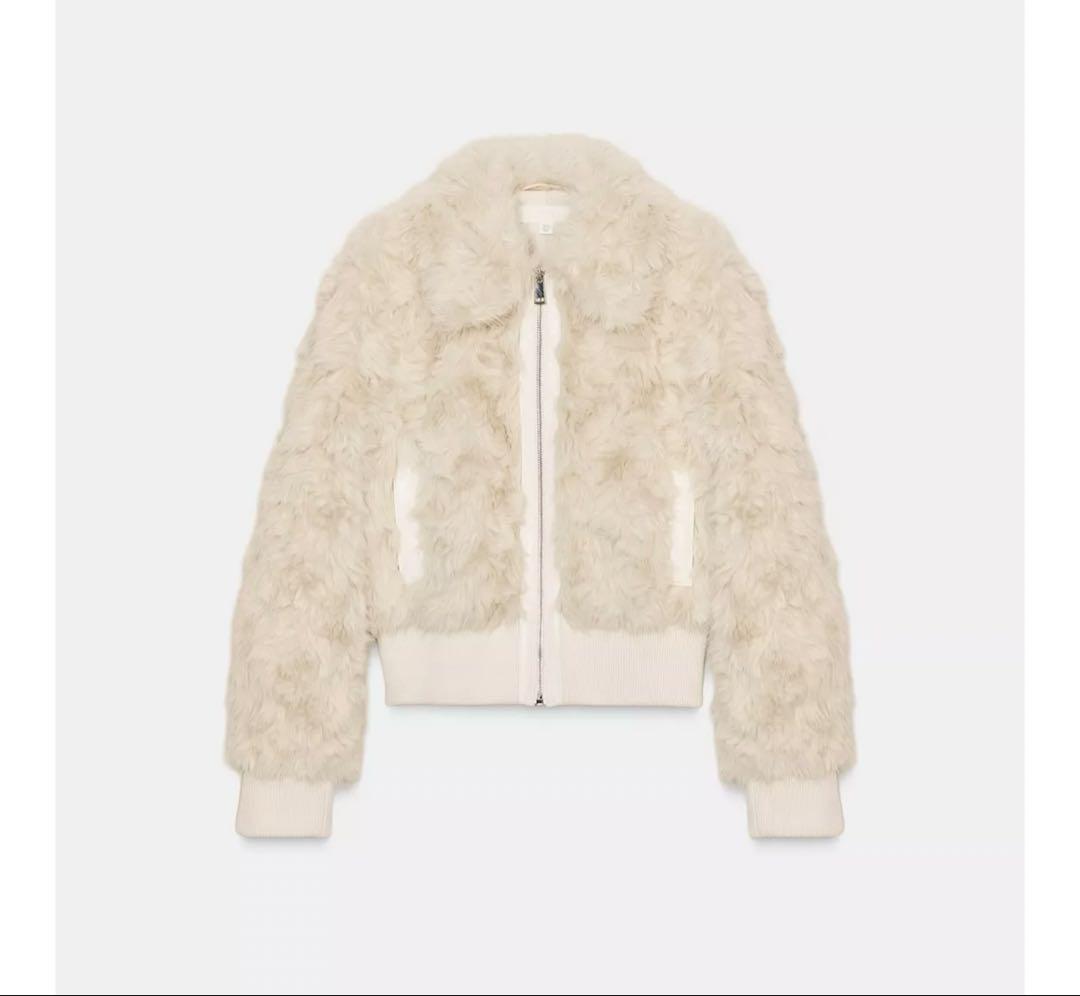 タグ付き新品★ZARAのフェイクファーボンバージャケット★エクリュ色★Mサイズ