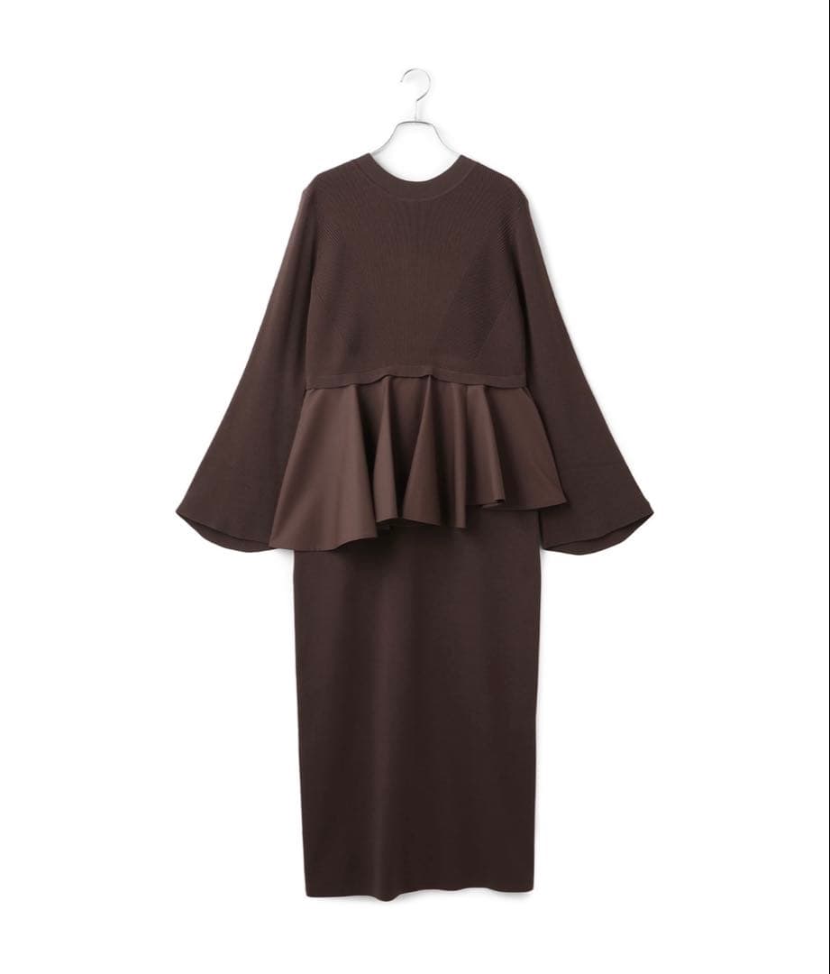 ADAM ET ROPE' ペプラムコンビニットワンピース/オケージョン対応