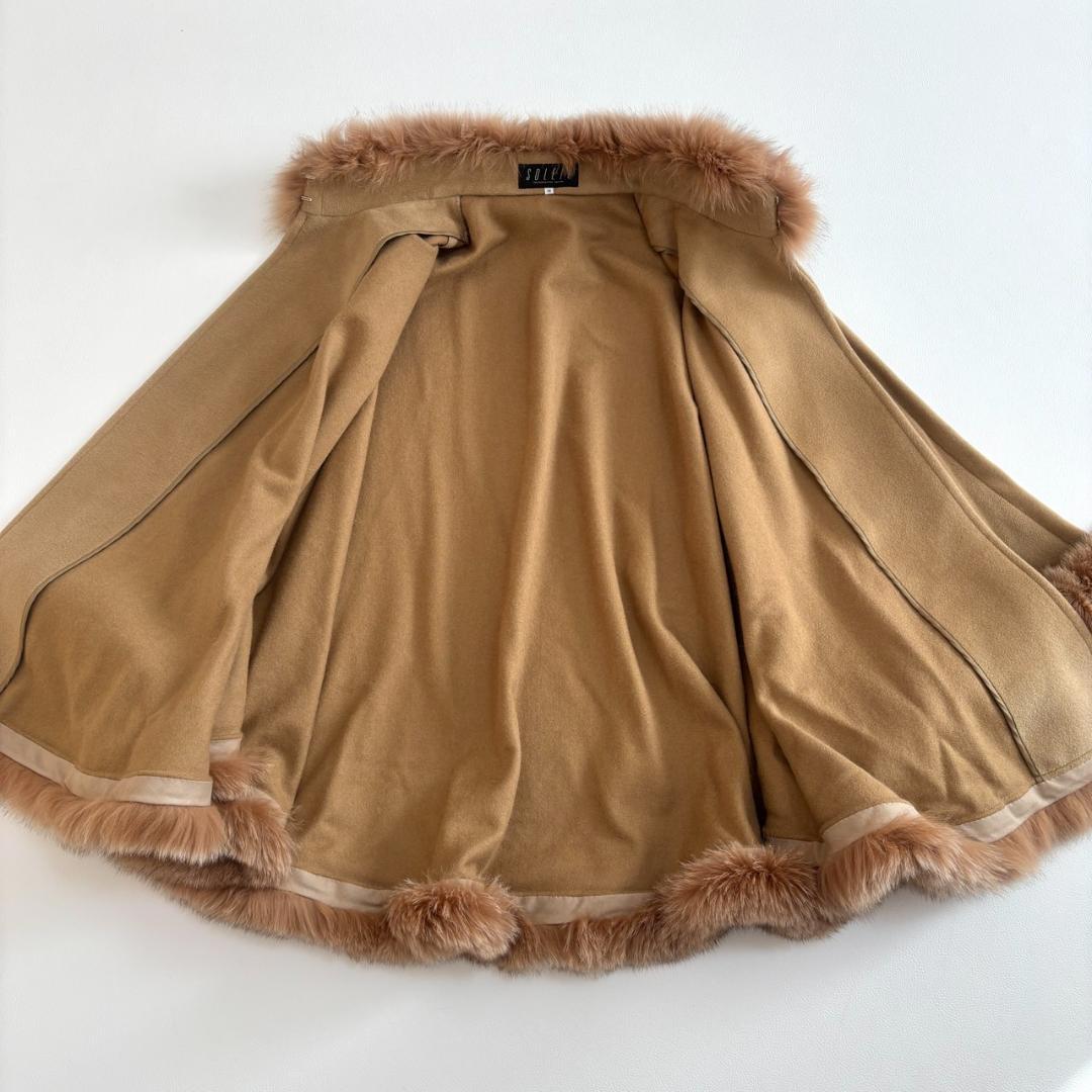 【アンゴラ100】SOLEIL ポンチョ ケープ フォックスファー M ベージュ