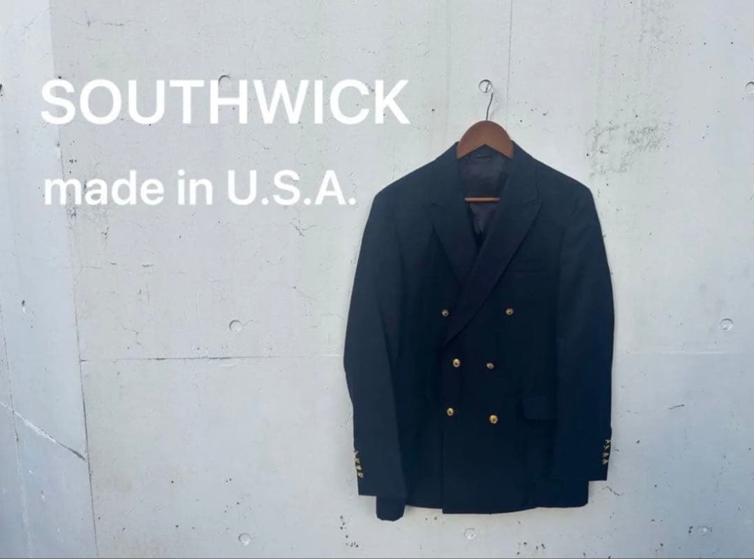 【SOUTHWICK（サウスウィック）】アメリカ製ダブル紺ブレザーメタルボタン