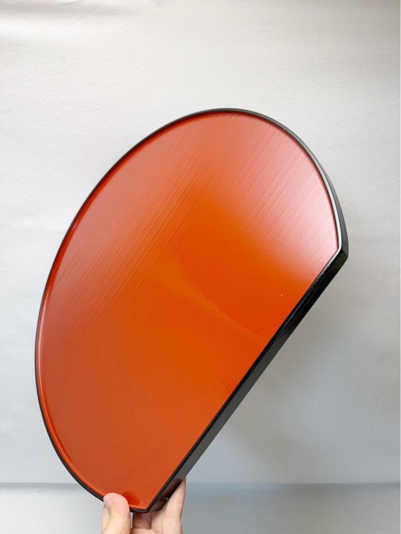 未使用 懐石道具 木製 尺3 半月両面膳 線筋 5客揃 会席膳 煎茶道具 紙箱