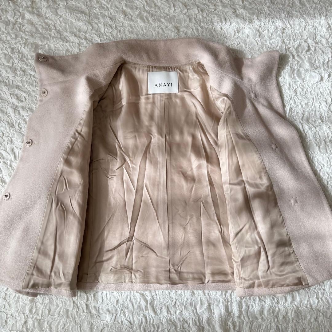 ANAYI アナイ アンゴラビーバー 袖フレアコート ピンク 38