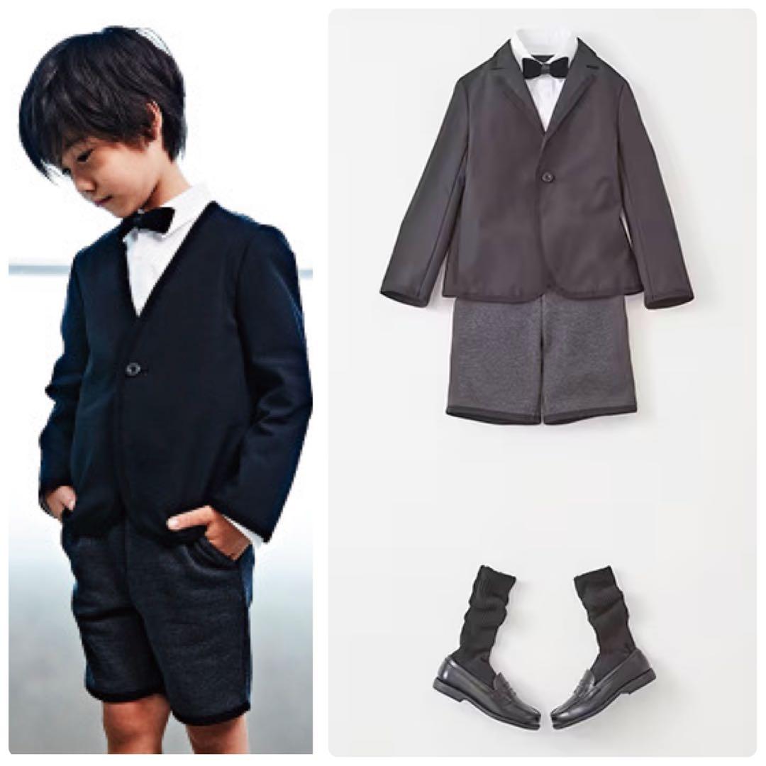 【ファミリア】希少 フォーマル 4点 セット ブラック スーツ 男の子 パンツ
