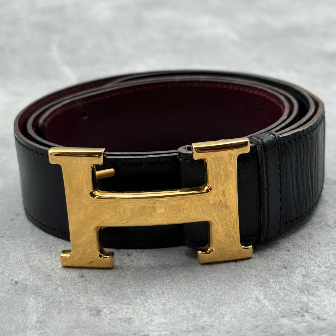 【正規品/美品】エルメス 正規ベルト コンスタンス ゴールド金具 黒 95